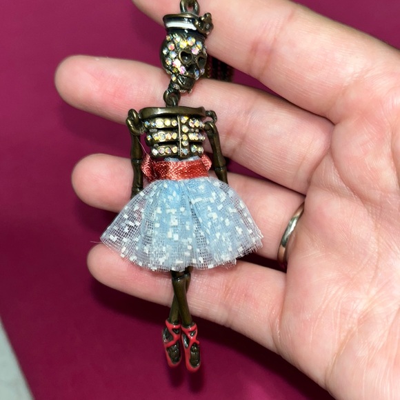 Ballerina/sailor jeweled skeleton Betsey Johnson necklace. - Picture 3 of 5